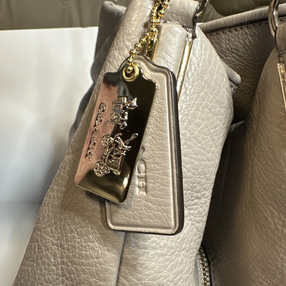 Coach Madison Pebbled Leather Phoebe Shoulder Bag G1461 F34291 Taupe Color - Picture 6 of 14